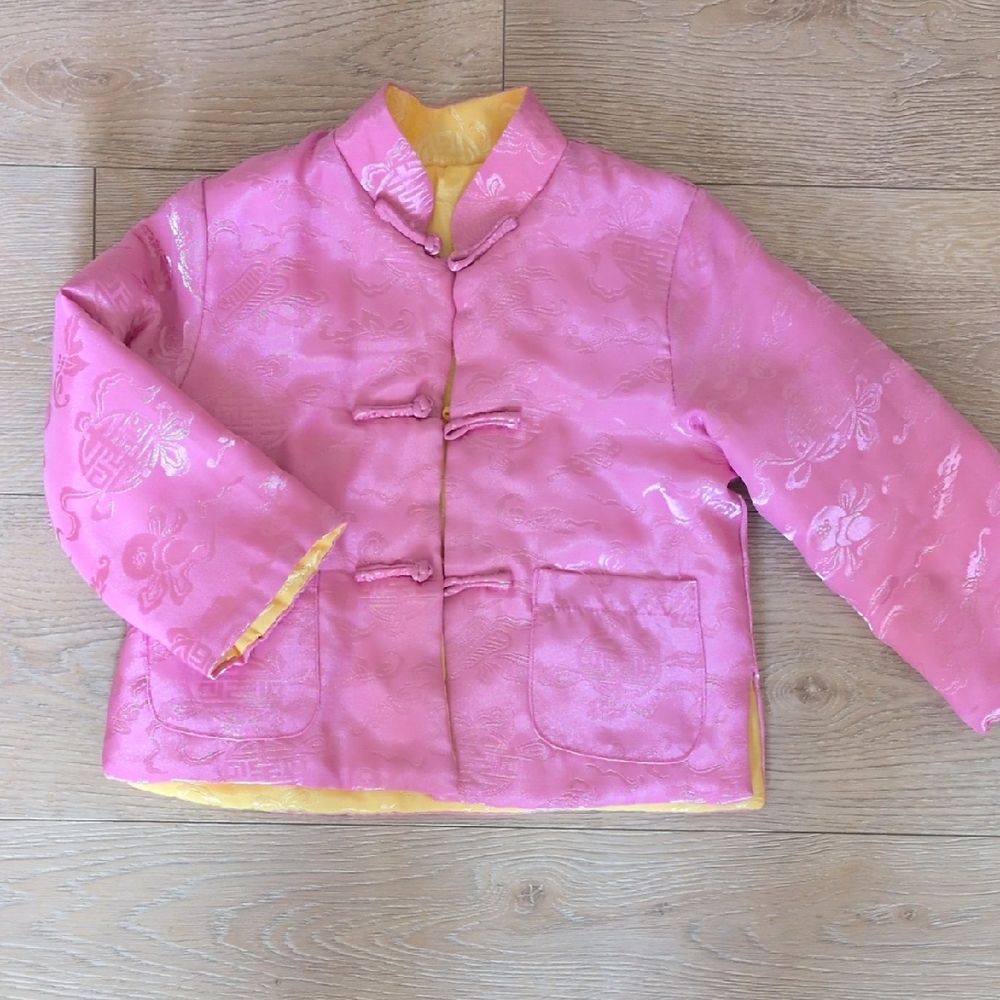 Pink Kids Jacket with Yellow Lining
